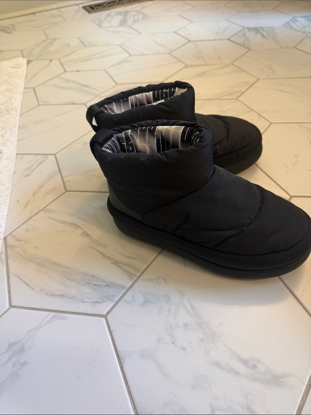 Like new UGG Women's Black Quilted Puffer Slip-On Boots